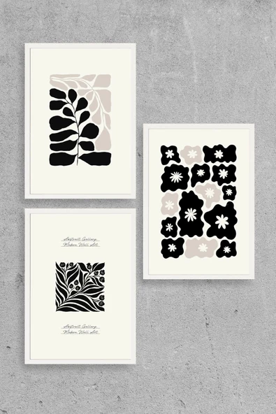 Modern Üçlü Ahşap Çerçeveli Tablo 23 x 30 ürün görseli 1