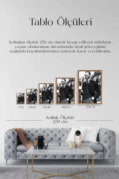 Atatürk Ahşap Çerçeveli Tablo 30 x 42 - Resim 5