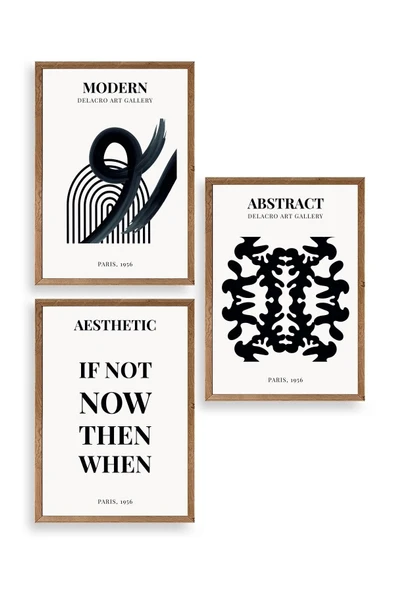 Modern Üçlü Ahşap Çerçeveli Tablo 40 x 60 ürün görseli 1