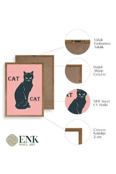 Cat Ahşap Çerçeveli Tablo 50 x 70 - Resim 4