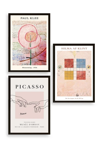 Ünlü Tablolar Üçlü Ahşap Çerçeveli Tablo 23 x 30 ürün görseli 1