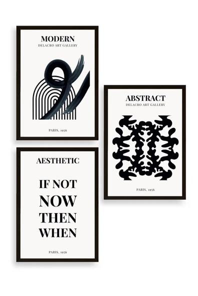 Modern Üçlü Ahşap Çerçeveli Tablo 50 x 70 ürün görseli 1