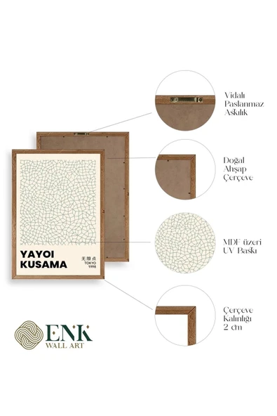 Yayoi Kusama Ahşap Çerçeveli Tablo 30 x 42 - Resim 4