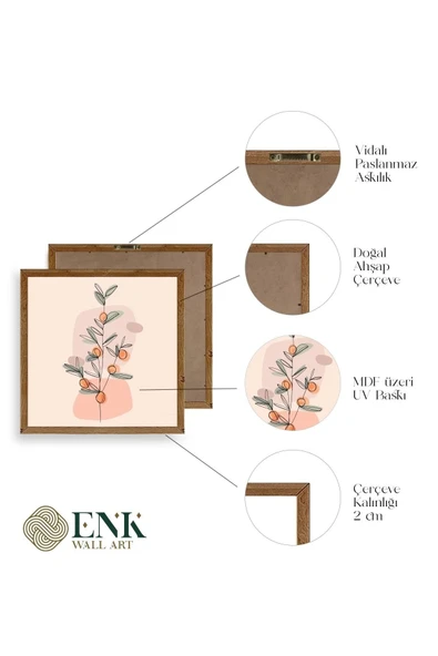 Çiçek Ahşap Çerçeveli Tablo 50 x 50 - Resim 2