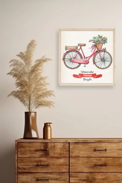 Bisiklet Ahşap Çerçeveli Tablo 50 x 50 - Resim 2