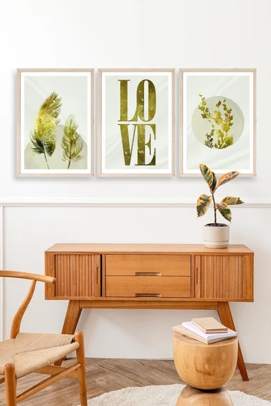 Manzara Üçlü Ahşap Çerçeveli Tablo 23 x 30 - Resim 3