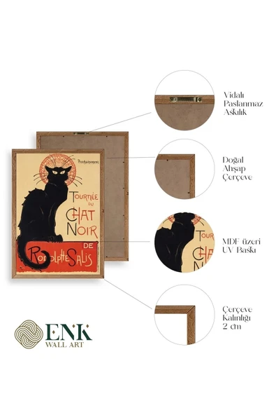 Chat Noir Ahşap Çerçeveli Tablo 17 x 23 - Resim 4