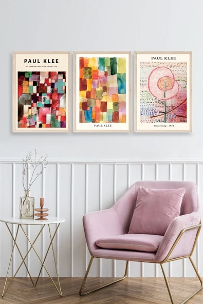 Paul Klee Üçlü Ahşap Çerçeveli Tablo 40 x 60 - Resim 2