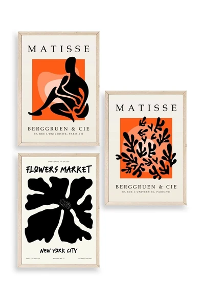 Matisse Üçlü Ahşap Çerçeveli Tablo 30 x 40 ürün görseli 1