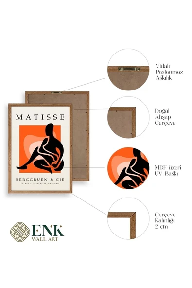 Matisse Üçlü Ahşap Çerçeveli Tablo 30 x 40 - Resim 5