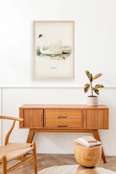 Kuğu Ahşap Çerçeveli Tablo 30 x 42 - Resim 3