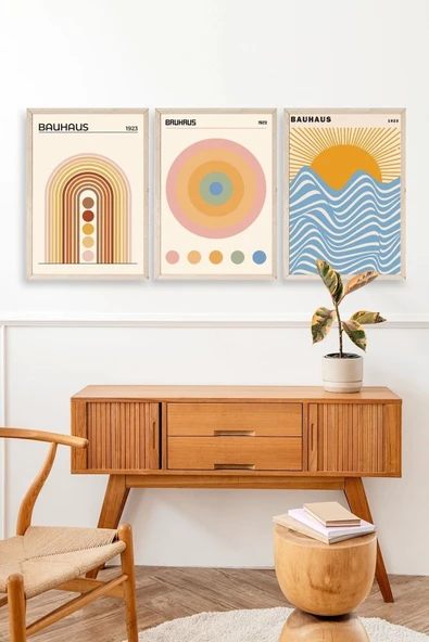 Bauhaus Üçlü Ahşap Çerçeveli Tablo 23 x 30 - Resim 2