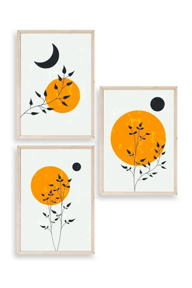 Manzara Üçlü Ahşap Çerçeveli Tablo 50 x 70 ürün görseli 1