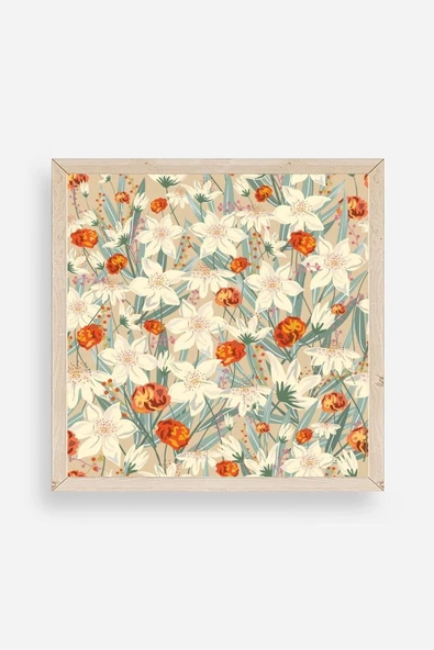 Çiçek Ahşap Çerçeveli Tablo 50 x 50 ürün görseli 1