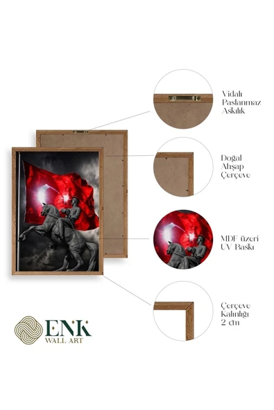 Atatürk Ahşap Çerçeveli Tablo 17 x 23 - Resim 4