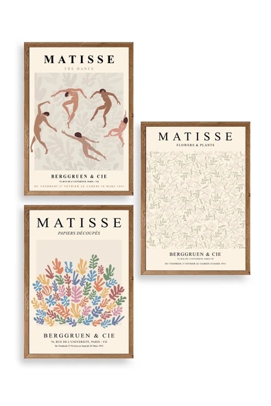 Matisse Üçlü Ahşap Çerçeveli Tablo 23 x 30 ürün görseli 1