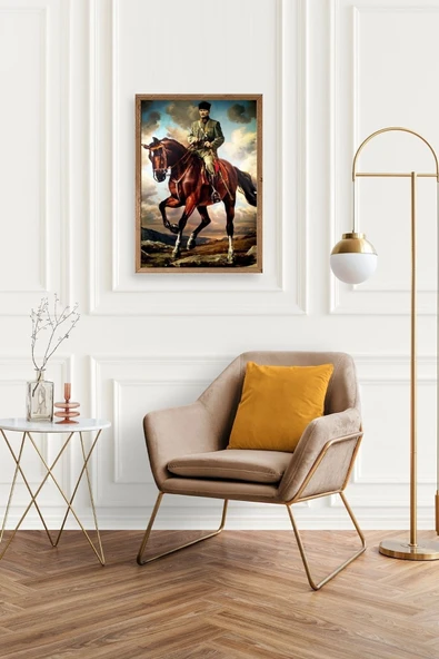Atatürk Ahşap Çerçeveli Tablo 23 x 30 - Resim 3