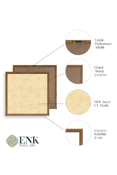 Yaprak Ahşap Çerçeveli Tablo 23 x 23 - Resim 4