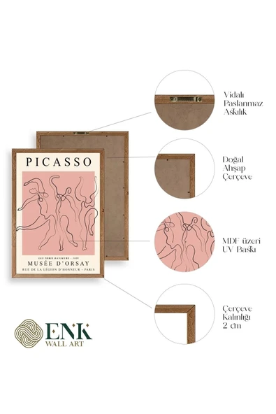 Ünlü Tablolar Üçlü Ahşap Çerçeveli Tablo 40 x 60 - Resim 4