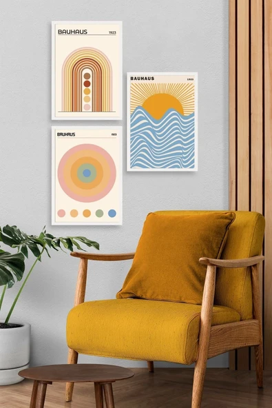 Bauhaus Üçlü Ahşap Çerçeveli Tablo 40 x 60 - Resim 3