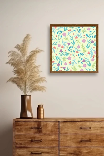 Çiçek Ahşap Çerçeveli Tablo 50 x 50 - Resim 2