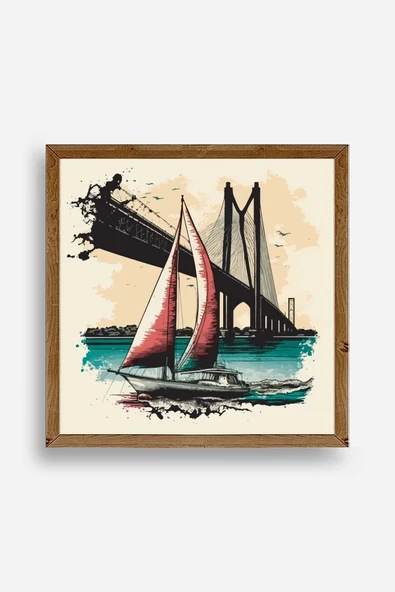 Köprü Ahşap Çerçeveli Tablo 42 x 42 ürün görseli 1