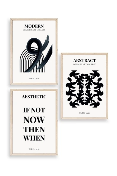 Modern Üçlü Ahşap Çerçeveli Tablo 40 x 60 ürün görseli 1