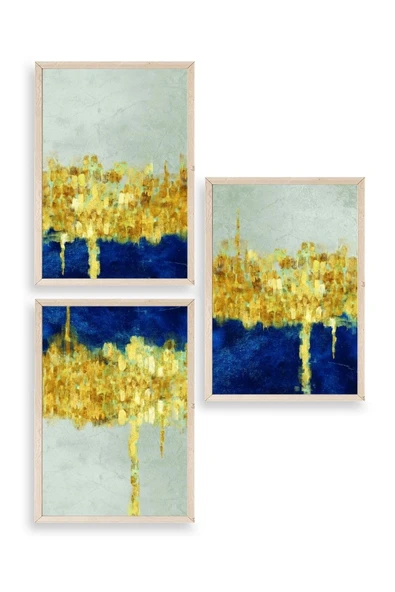 Ünlü Tablolar Üçlü Ahşap Çerçeveli Tablo 40 x 60 ürün görseli 1