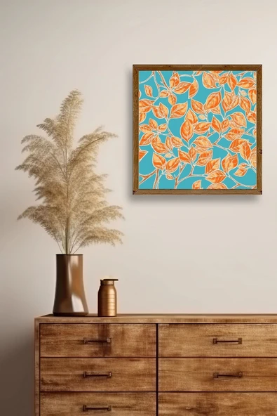 Yaprak Ahşap Çerçeveli Tablo 23 x 23 - Resim 2