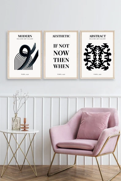 Modern Üçlü Ahşap Çerçeveli Tablo 40 x 60 - Resim 2