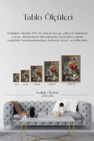 Vazodaki Çiçek Buketi Ahşap Çerçeveli Tablo 50 x 70 - Resim 5