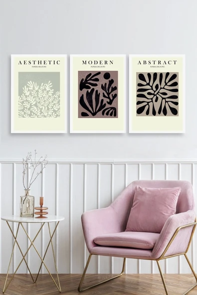 Modern Üçlü Ahşap Çerçeveli Tablo 40 x 60 - Resim 2