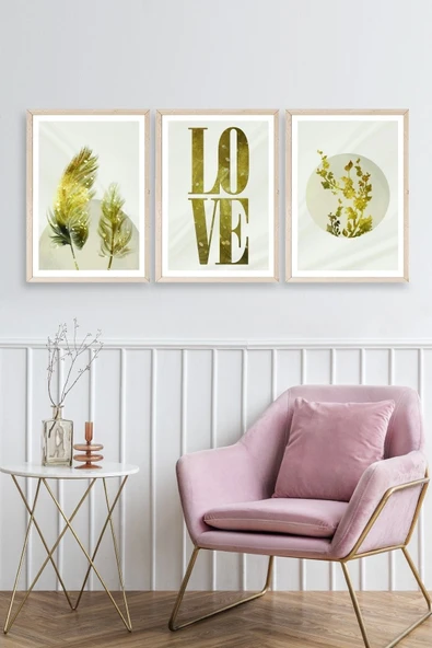 Manzara Üçlü Ahşap Çerçeveli Tablo 23 x 30 - Resim 2