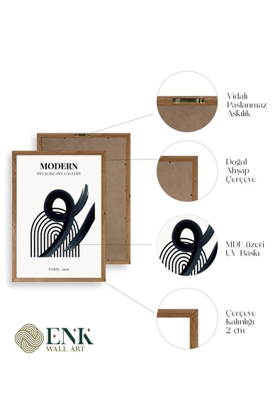 Modern Üçlü Ahşap Çerçeveli Tablo 40 x 60 - Resim 4