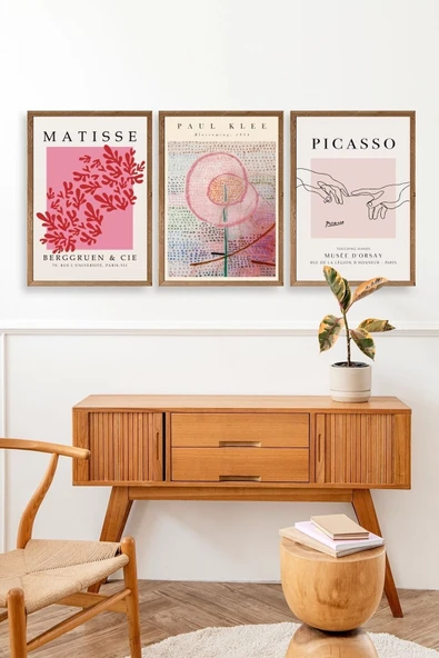 Ünlü Tablolar Üçlü Ahşap Çerçeveli Tablo 50 x 70 - Resim 3