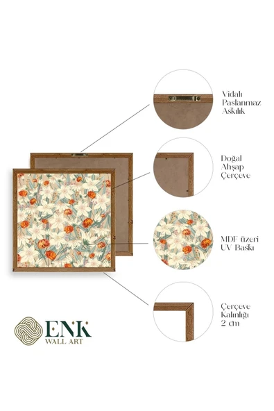 Çiçek Ahşap Çerçeveli Tablo 50 x 50 - Resim 4
