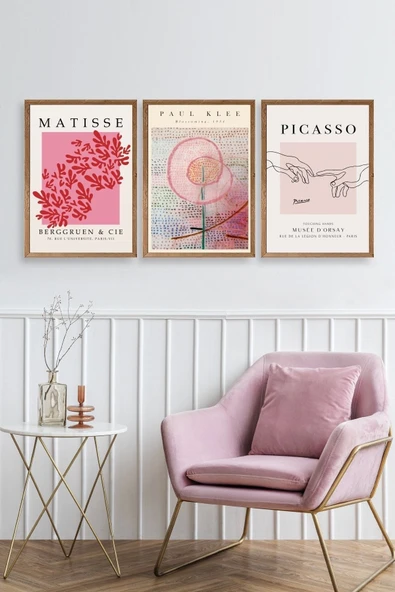 Ünlü Tablolar Üçlü Ahşap Çerçeveli Tablo 50 x 70 - Resim 2