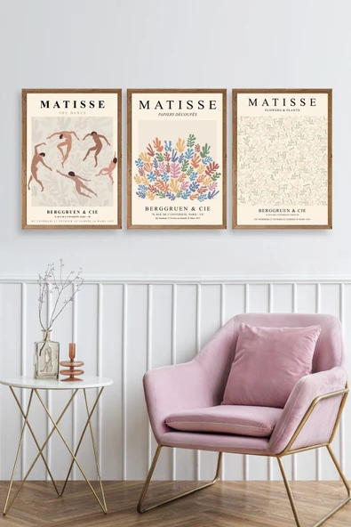 Matisse Üçlü Ahşap Çerçeveli Tablo 23 x 30 - Resim 2