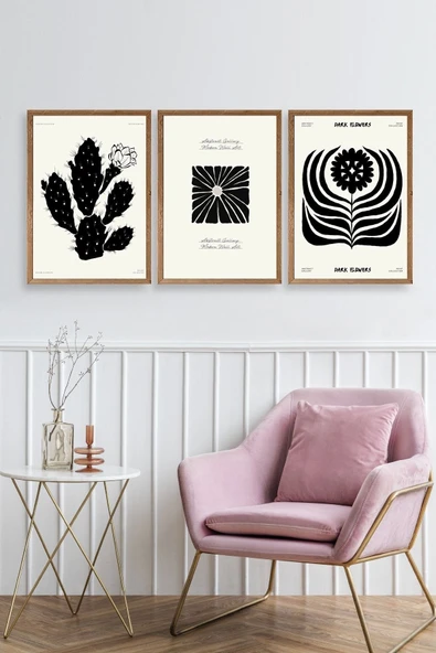 Modern Üçlü Ahşap Çerçeveli Tablo 23 x 30 - Resim 3