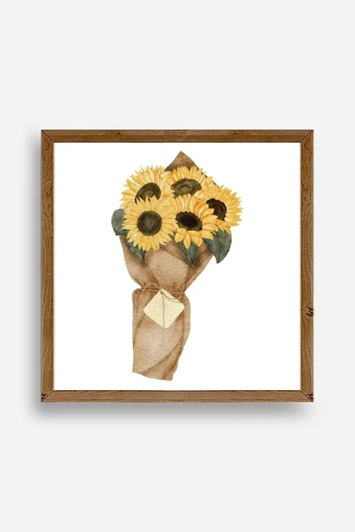 Çiçek Ahşap Çerçeveli Tablo 42 x 42 ürün görseli 1