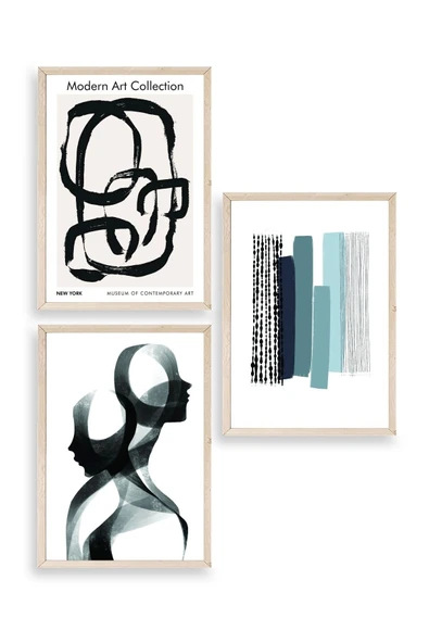 Modern Üçlü Ahşap Çerçeveli Tablo 50 x 70 ürün görseli 1
