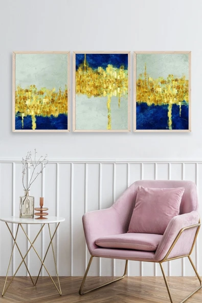 Ünlü Tablolar Üçlü Ahşap Çerçeveli Tablo 23 x 30 - Resim 2