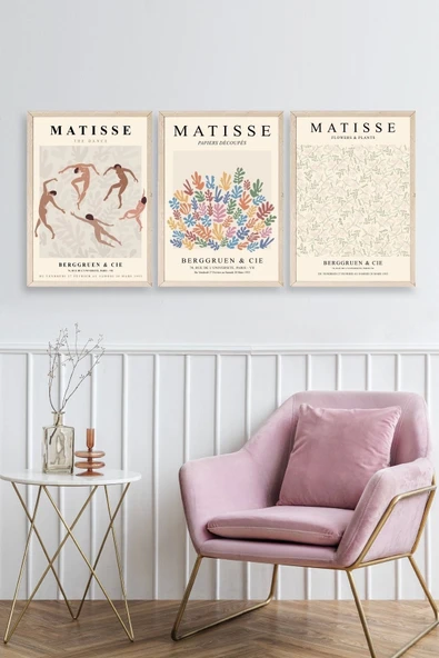 Matisse Üçlü Ahşap Çerçeveli Tablo 30 x 40 - Resim 2