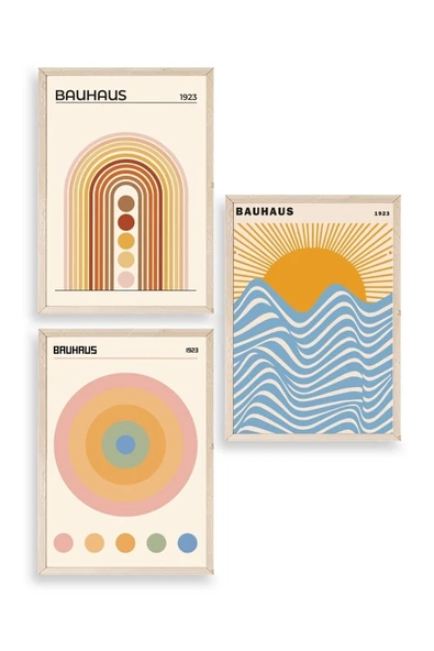 Bauhaus Üçlü Ahşap Çerçeveli Tablo 23 x 30 ürün görseli 1