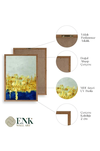 Ünlü Tablolar Üçlü Ahşap Çerçeveli Tablo 50 x 70 - Resim 4