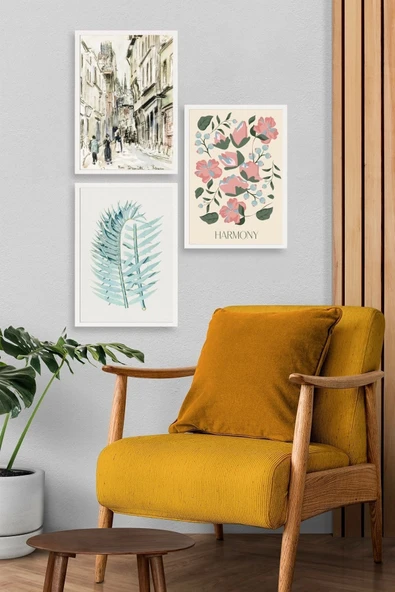 Harmony Üçlü Ahşap Çerçeveli Tablo 23 x 30 - Resim 3