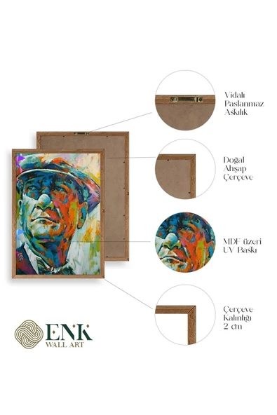 Atatürk Ahşap Çerçeveli Tablo 50 x 70 - Resim 5