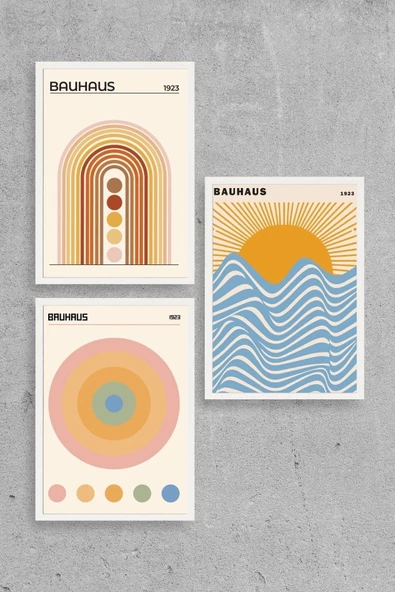 Bauhaus Üçlü Ahşap Çerçeveli Tablo 40 x 60 ürün görseli 1