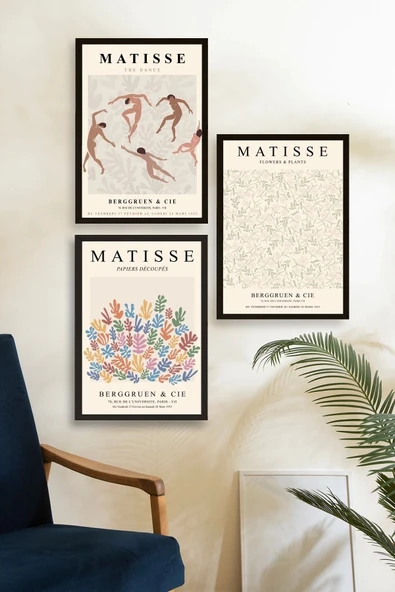 Matisse Üçlü Ahşap Çerçeveli Tablo 30 x 40 - Resim 2