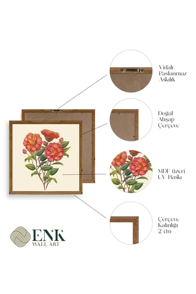 Çiçek Ahşap Çerçeveli Tablo 23 x 23 - Resim 2